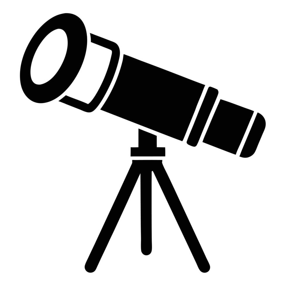 Black And White Telescope On Tripod Illustration For Astronomical Observation vector