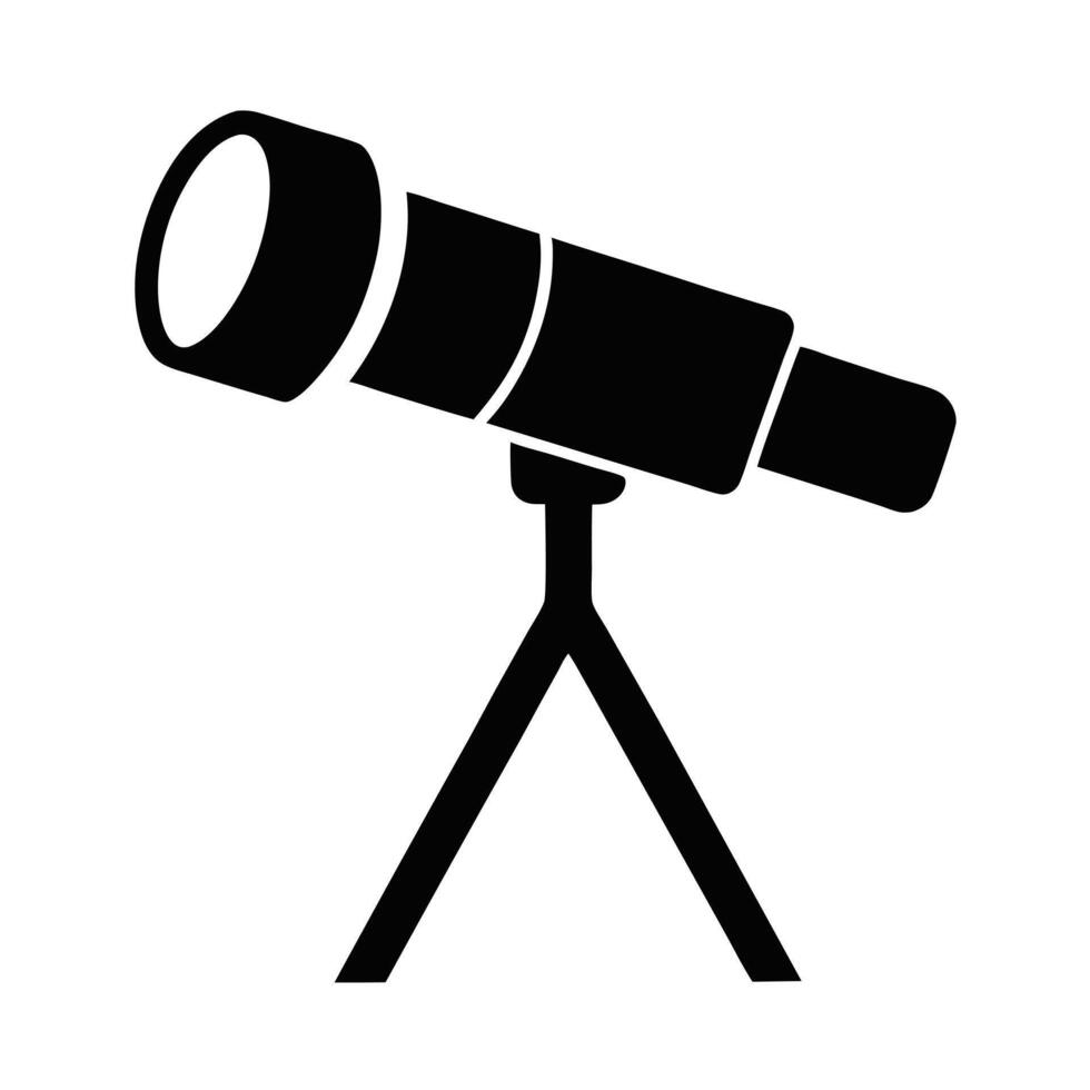 Simple Black Telescope Icon For Astronomy And Science Related Design Projects vector