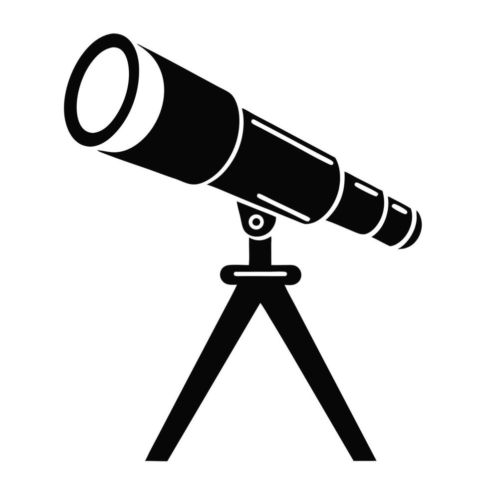 Telescope Silhouette Icon Illustration For Astronomy Science Observation Concept vector