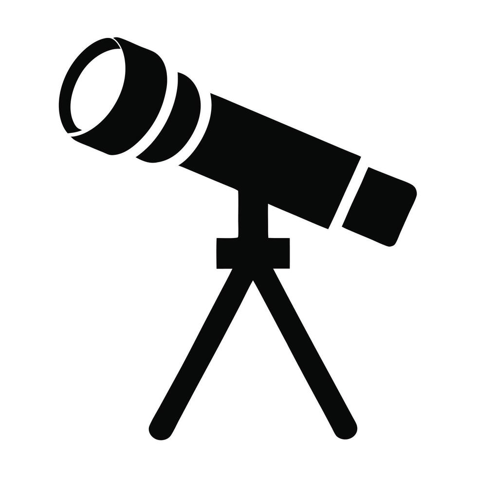 Telescope Silhouette Astronomy Science Exploration Optics Icon Illustration Simple Design vector