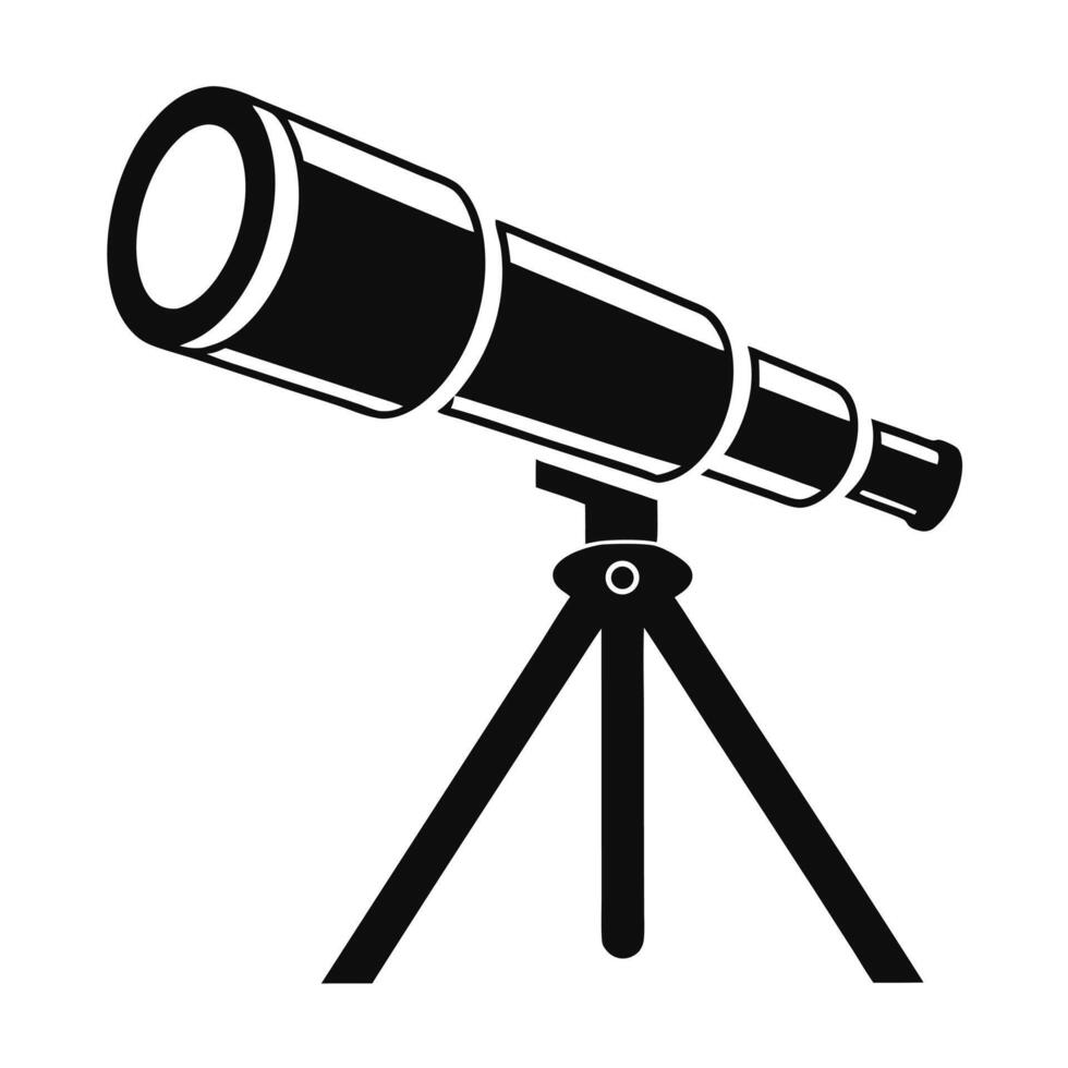Telescope On Tripod For Stargazing And Astronomy In Black And White Style vector