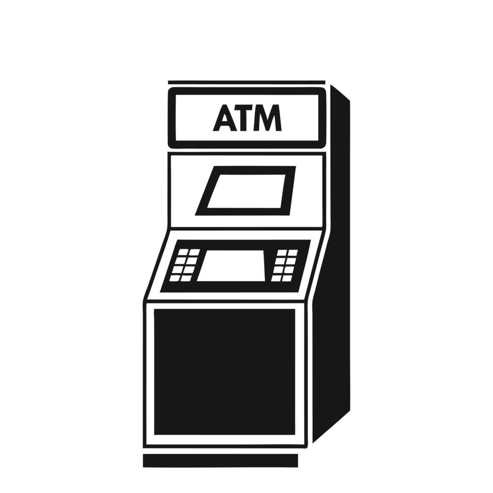 Black And White Atm Icon Illustration For Financial Services Design vector