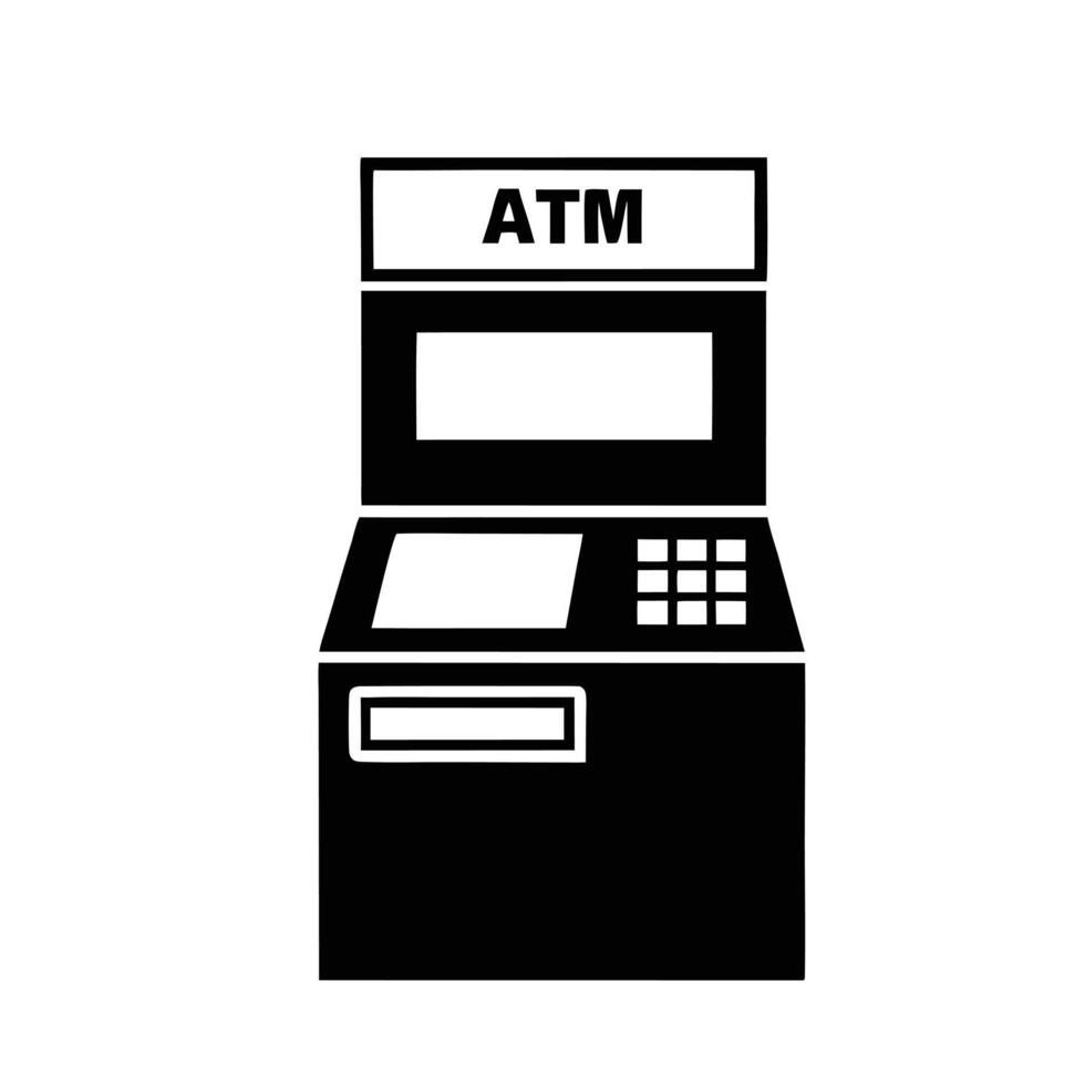 Black And White Atm Machine Graphic For Financial Illustrations And Design vector