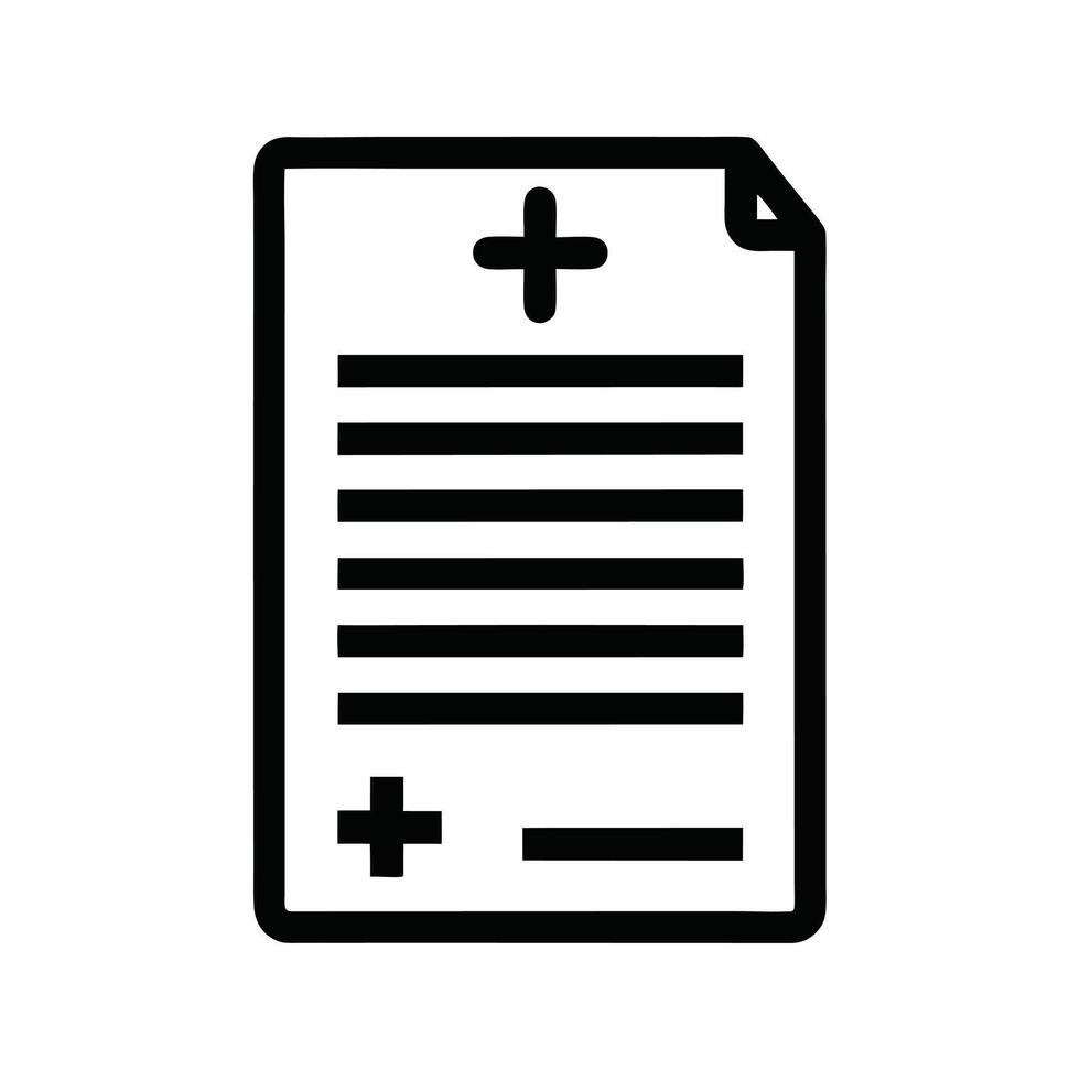 Medical Report Icon Healthcare Document Symbol With Cross Sign And Details vector