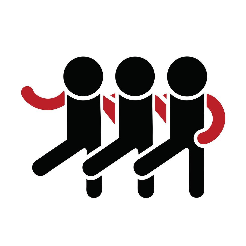 Group Of People Marching In Sync Illustration In Black And Red vector