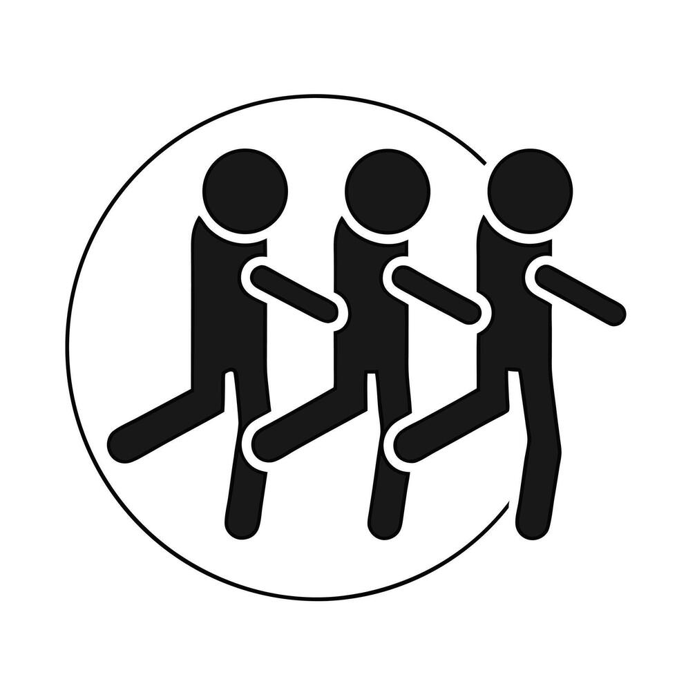 Group Of People Walking Together In Circle Illustration Minimalist Style Design vector