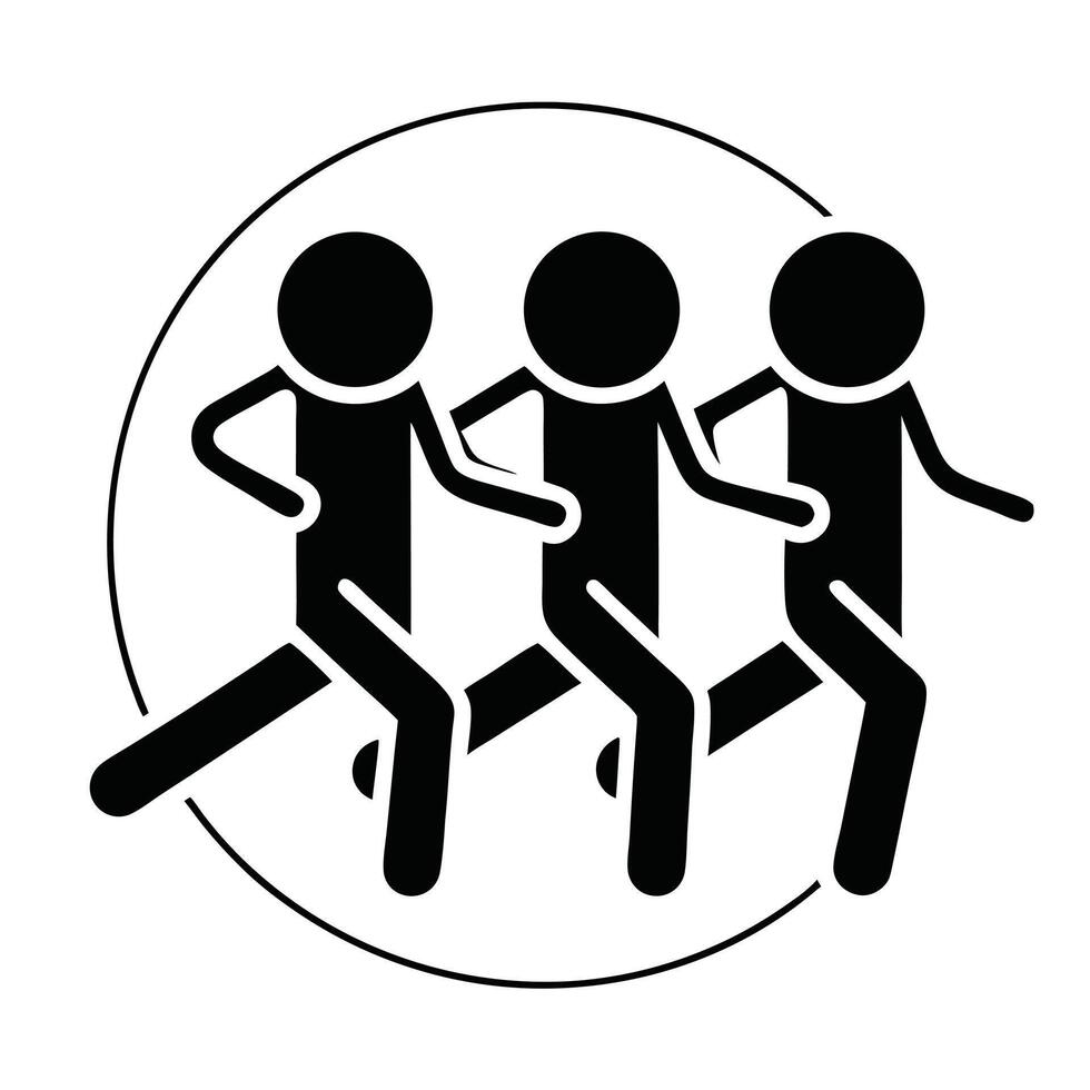 Group Of People Running In Circle Pictogram Concept Simple Illustration vector
