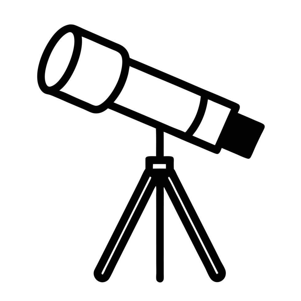 Telescope Icon For Astronomy Science And Education Minimalist Black And White Design vector