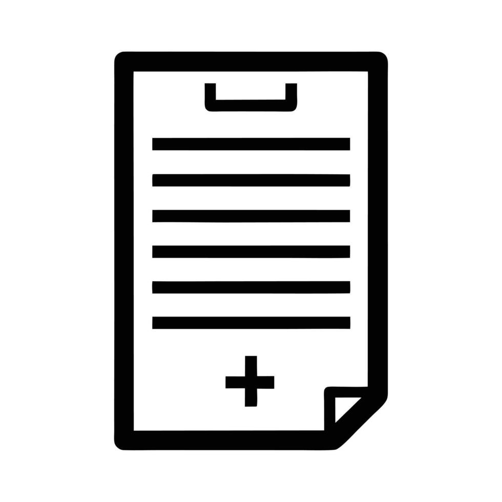 Medical Document Icon With Plus Sign Black And White Healthcare Form vector