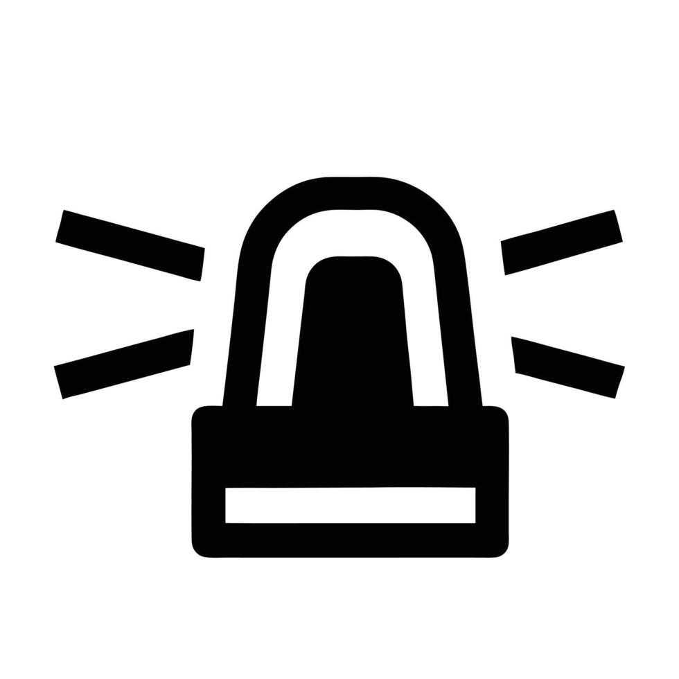 Black Glyph Icon Of A Flashing Siren Warning Signal Emergency Alert vector