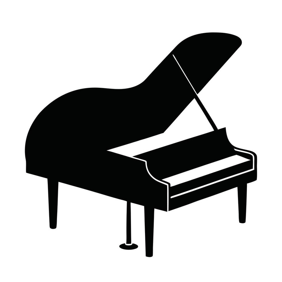 Grand Piano Silhouette Classic Musical Instrument Illustration Template Design Element vector
