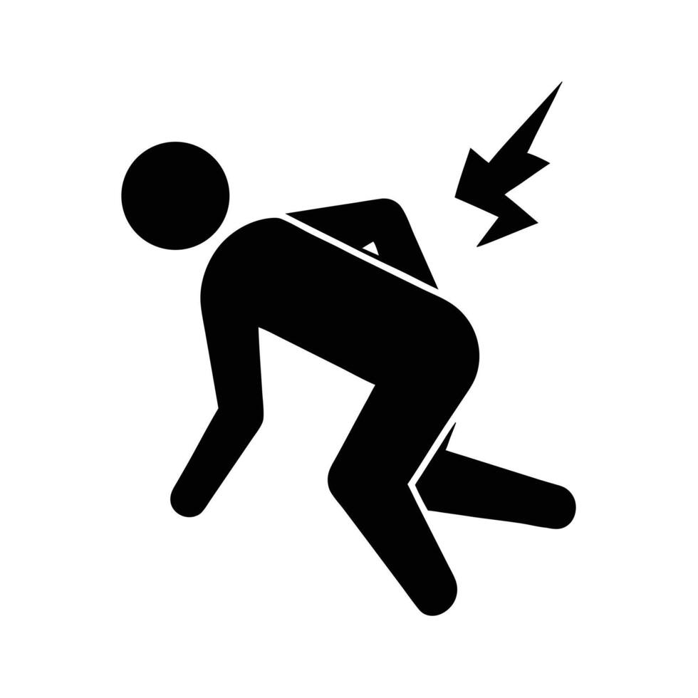Back Pain Illustration Of Suffering Human Figure With Painful Area Symbol vector