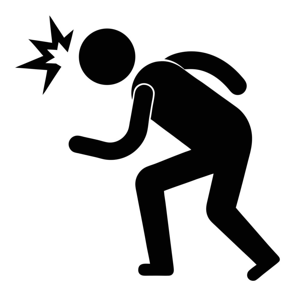 Stick Figure With Head Injury Concussion Black Icon Illustration Isolated On White vector