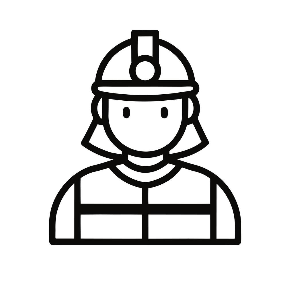 Minimalist Icon Of A Firefighter With Helmet And Uniform Outline vector