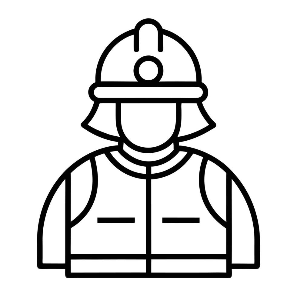 Firefighter Icon Illustration Professional Outline Design Emergency Services vector