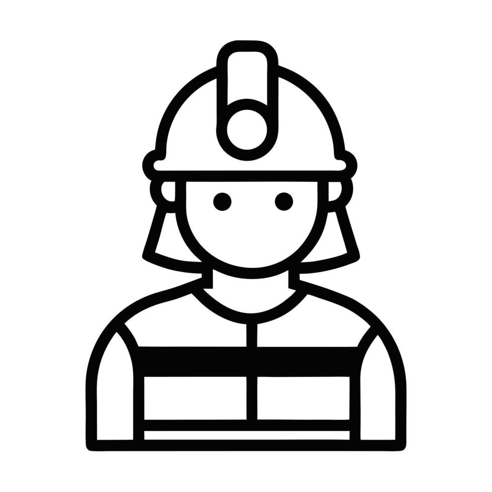 Firefighter Outline Icon Safety Professional Courage Black And White Simple vector