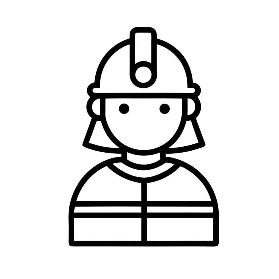 Simple Firefighter Icon Outline Illustration Design Style On White Background vector