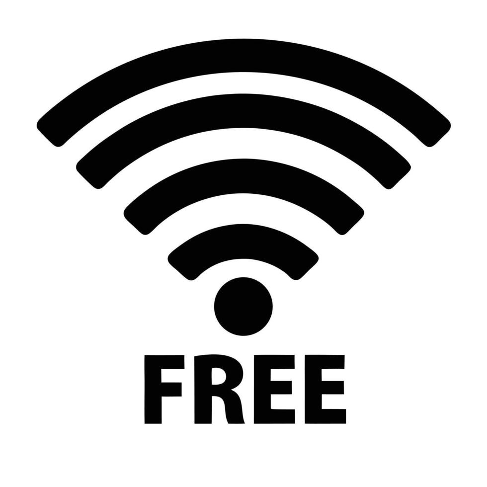 Free Wifi Symbol Icon Black Wireless Internet Hotspot Access vector