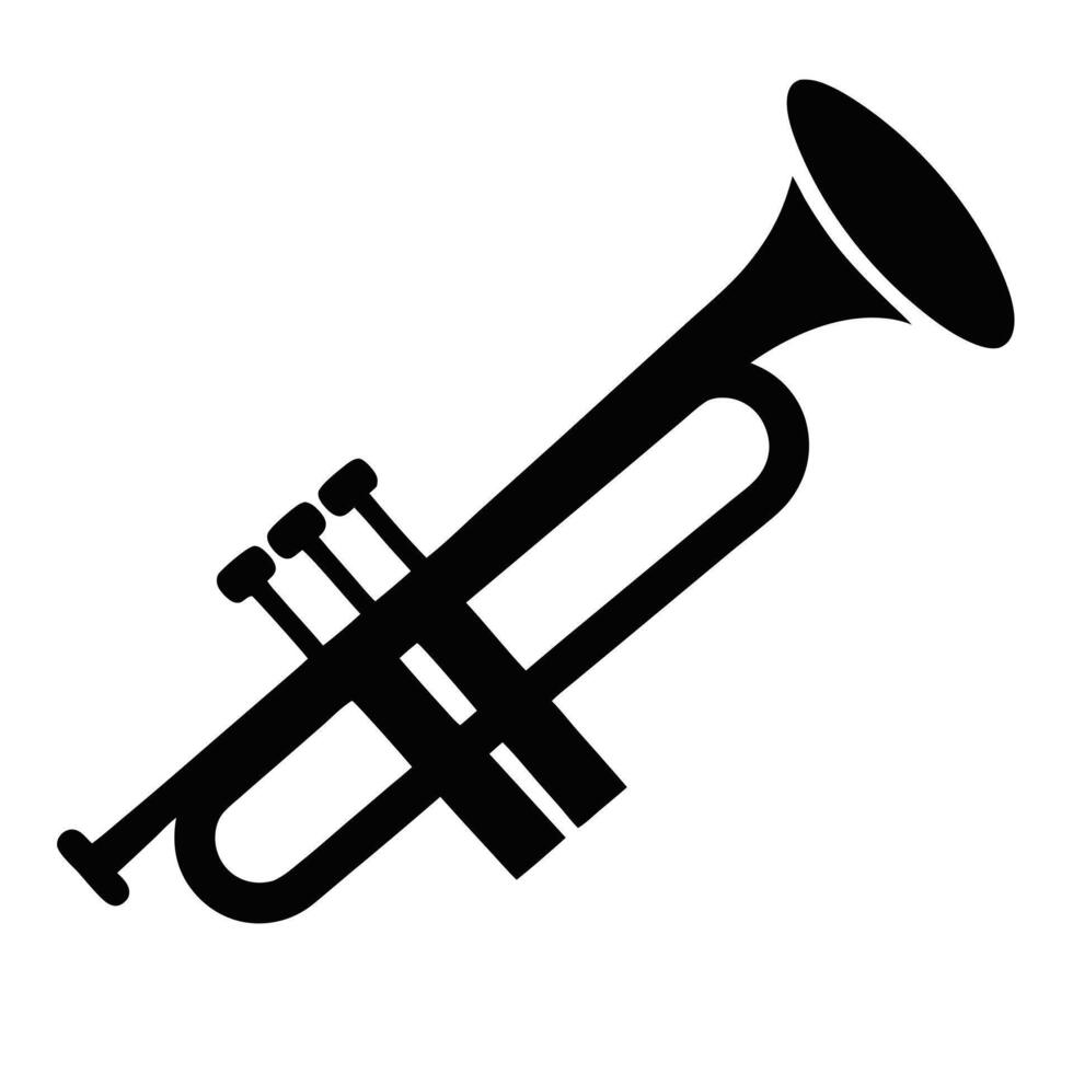 Simple Black Trumpet Graphic Illustration On White Background Design Element vector
