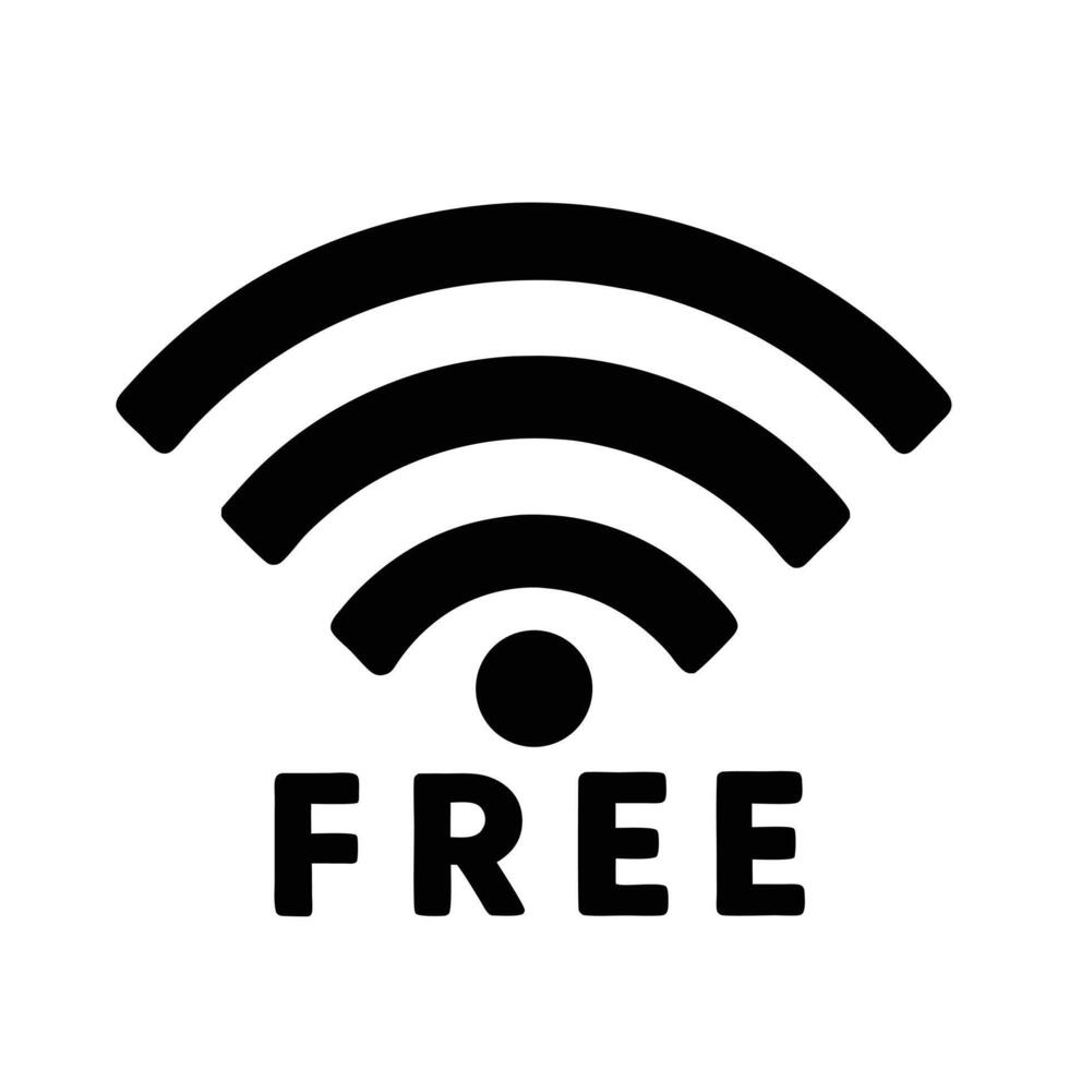 Illustration Of Free Wifi Symbol In Black On White Background vector