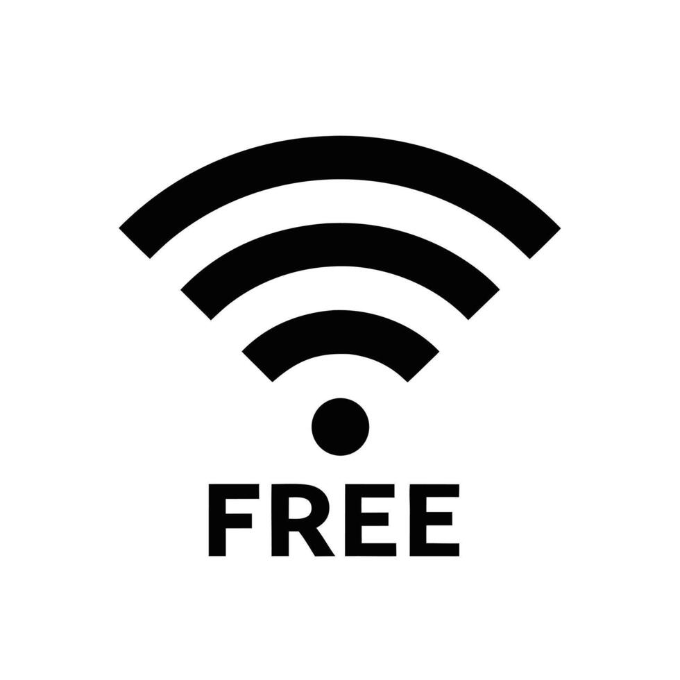 Simple Black Free Wifi Symbol On White Background Illustration vector
