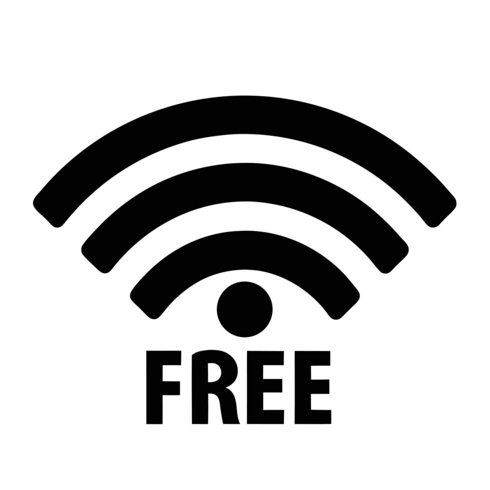 Free Wifi Connection Wireless Internet Access Symbol Graphic Black And White vector