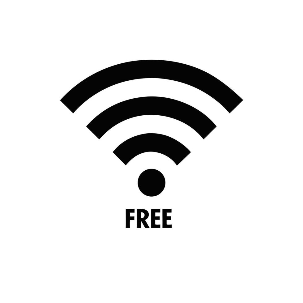 Simple Black And White Free Wifi Symbol Illustration Graphic vector