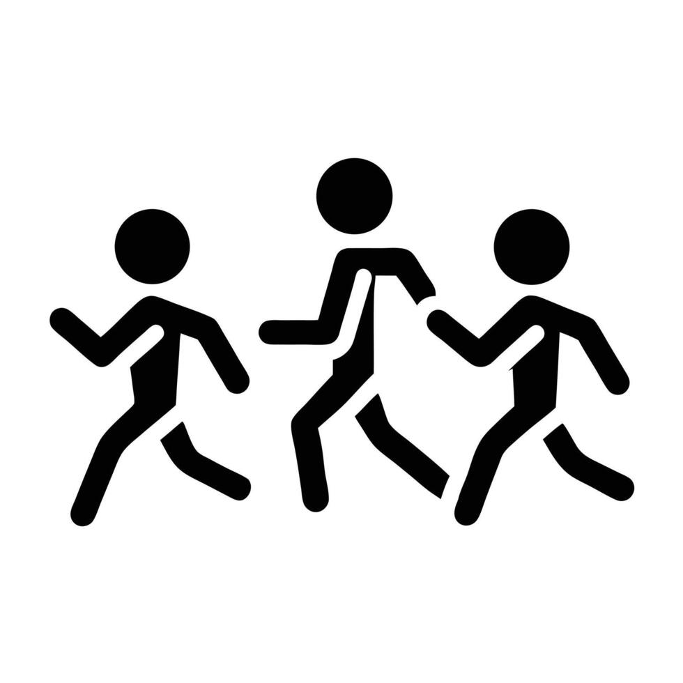 Group Of People Running Together Silhouette Illustration Design Element vector