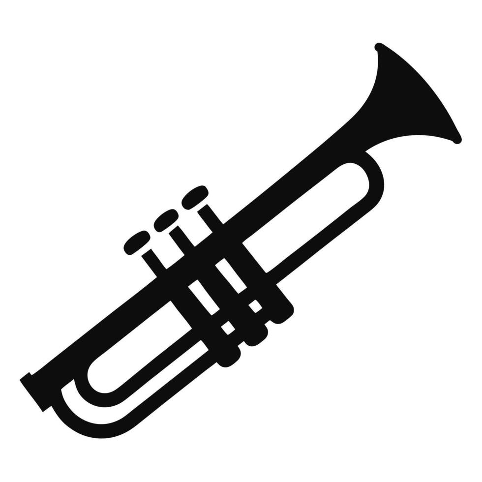 Minimalist Trumpet Illustration Musical Instrument Black And White Icon Graphic Design vector