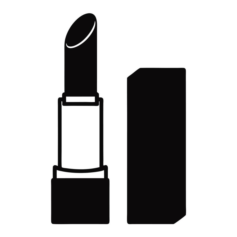 Simple Lipstick Outline Illustration With Cap Beauty And Cosmetics Product vector