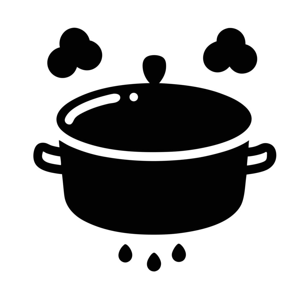Cooking Pot With Steam Monochrome Minimalist Illustration For Food And Recipe Projects vector