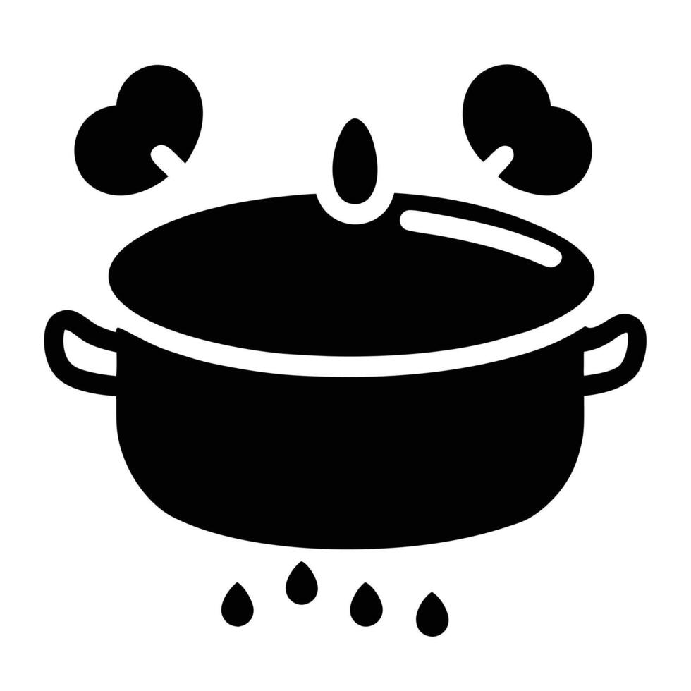 Cooking Pot With Steam Icon Boiling Meal Illustration Flat Design vector