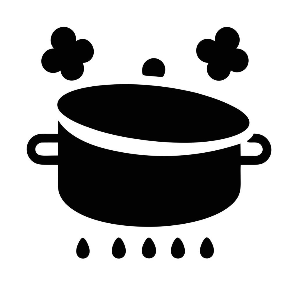 Steaming Cooking Pot Icon Isolated On White Background Simple Illustration vector