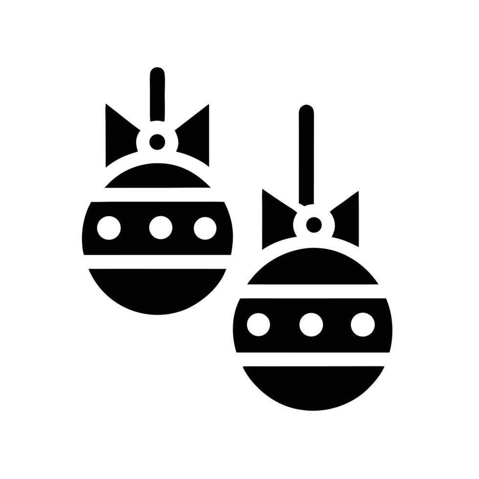 Two Christmas Ornaments Decoration Balls With Ribbons Elegant Festive Season Silhouette vector