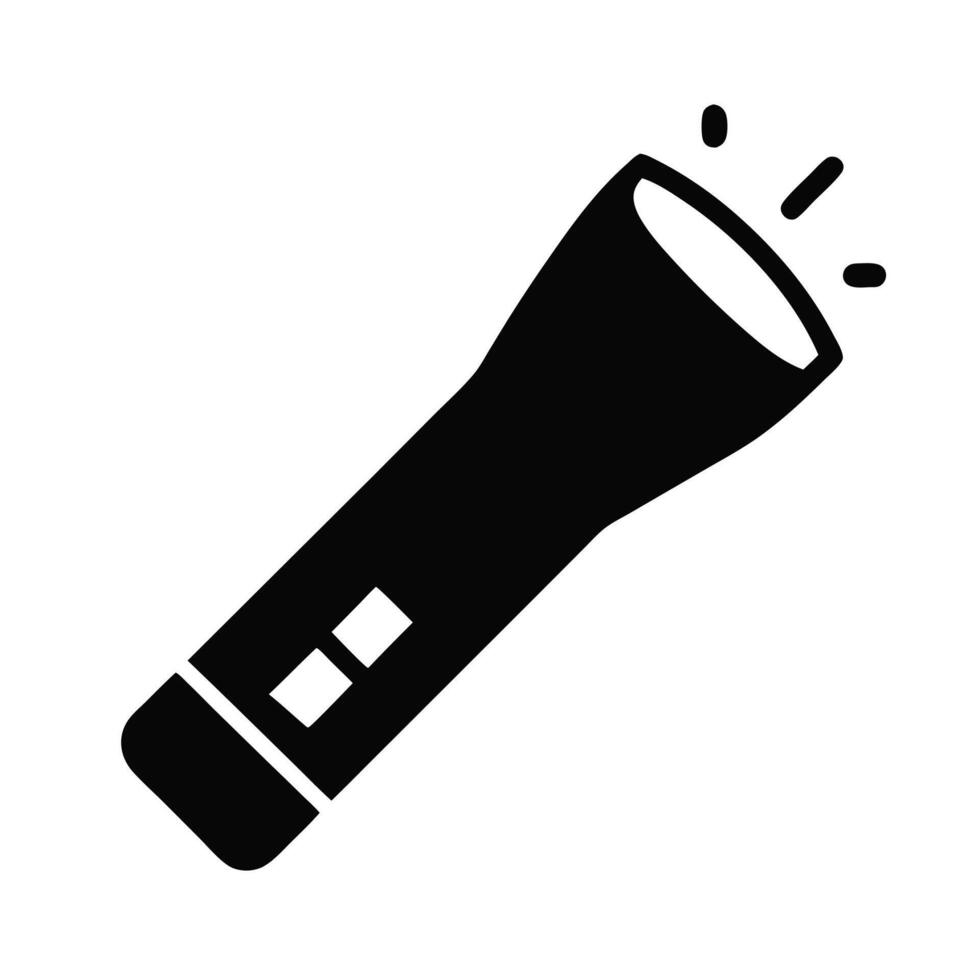 Simple Black And White Flashlight Icon Design Illustration Glyph Style vector