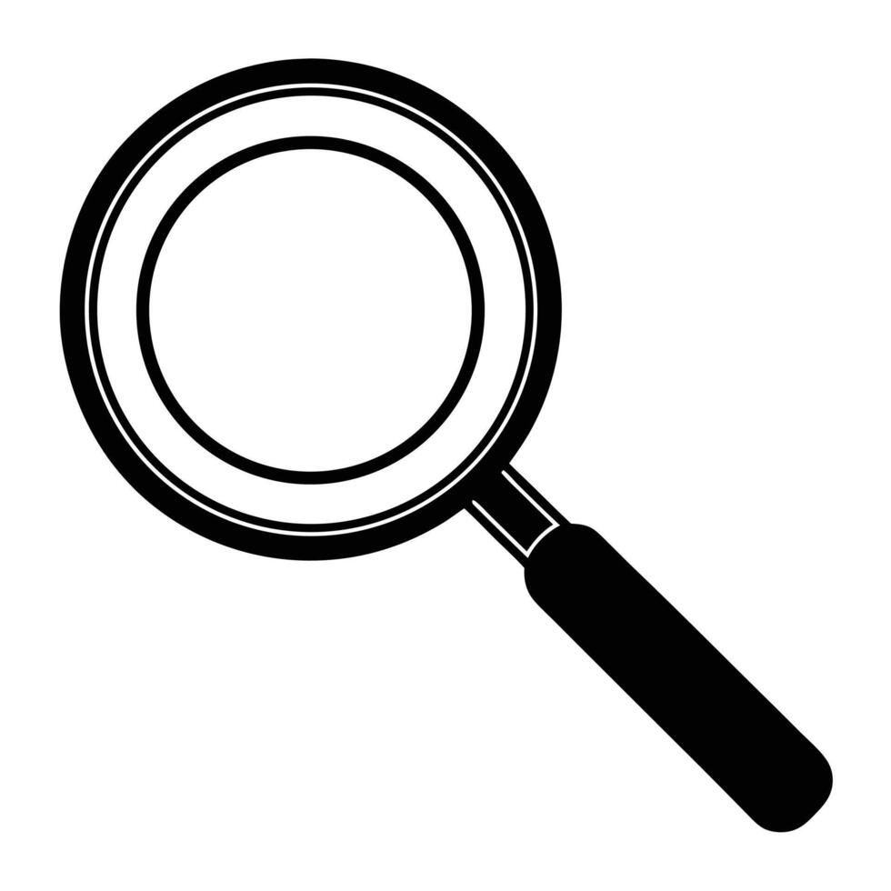 Simple Black And White Magnifying Glass Illustration For Search And Discovery Purposes vector