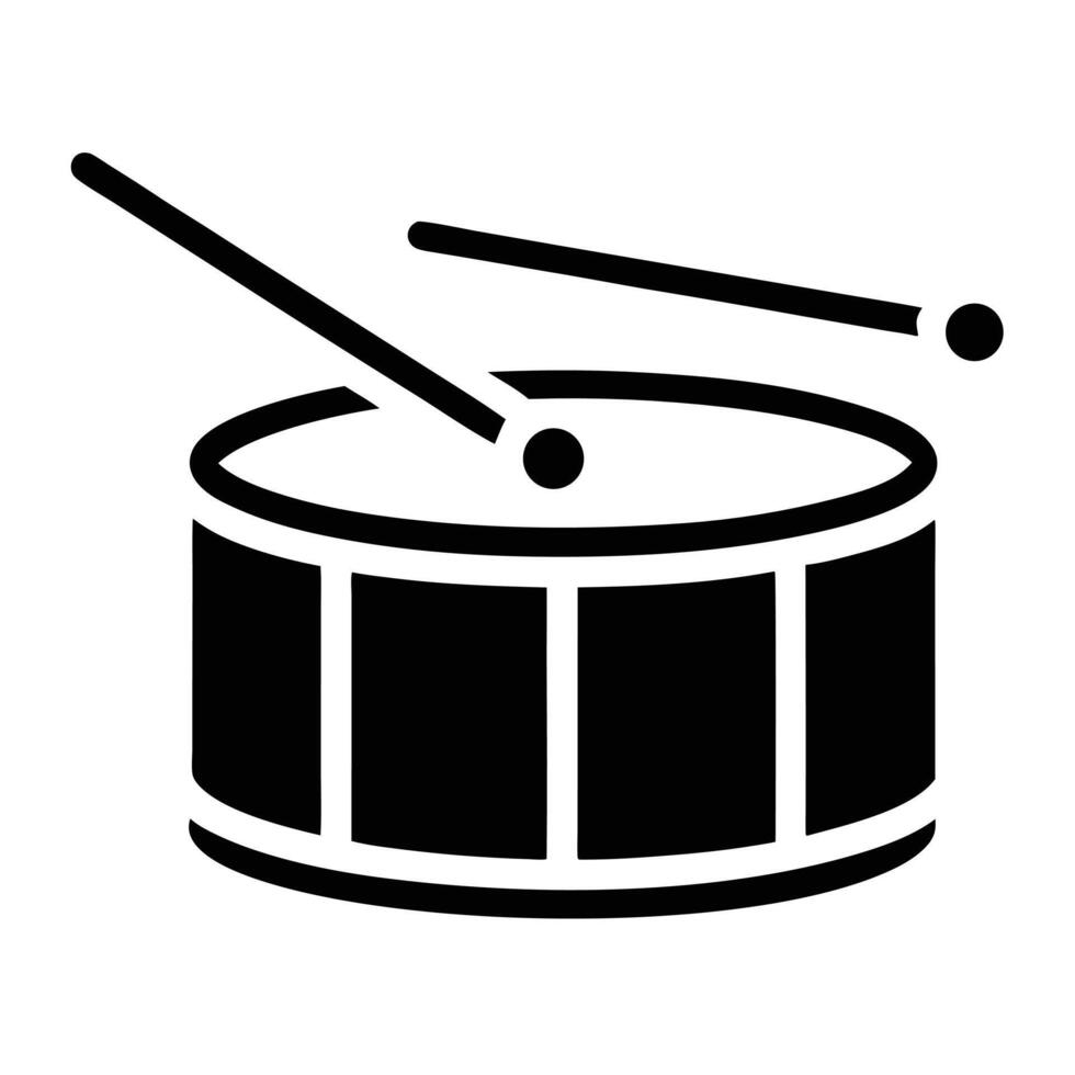 Drum Musical Instrument Silhouette With Drumsticks Icon Black And White Design vector