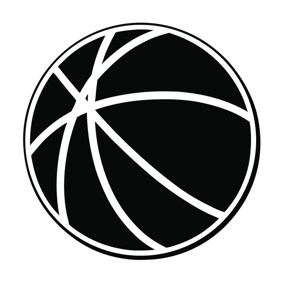 Simple Isolated Black Basketball Ball Icon With White Lines Illustration vector