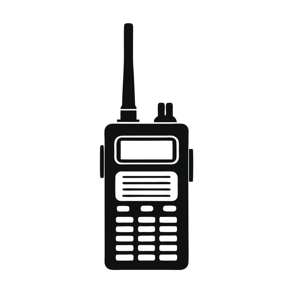 Black Walkie Talkie Silhouette Portable Radio Communication Device For Emergency Services vector