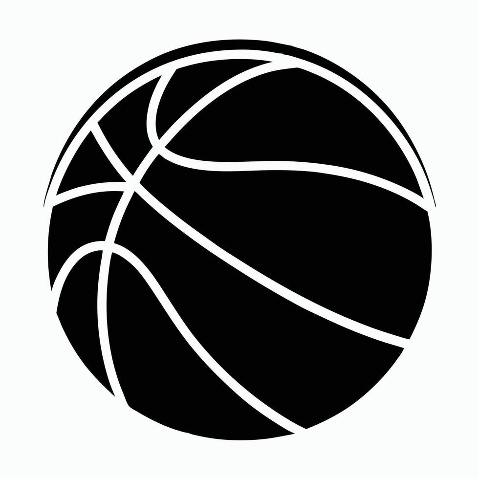 Black And White Basketball Illustration Minimalist Sport Graphic Design Element vector