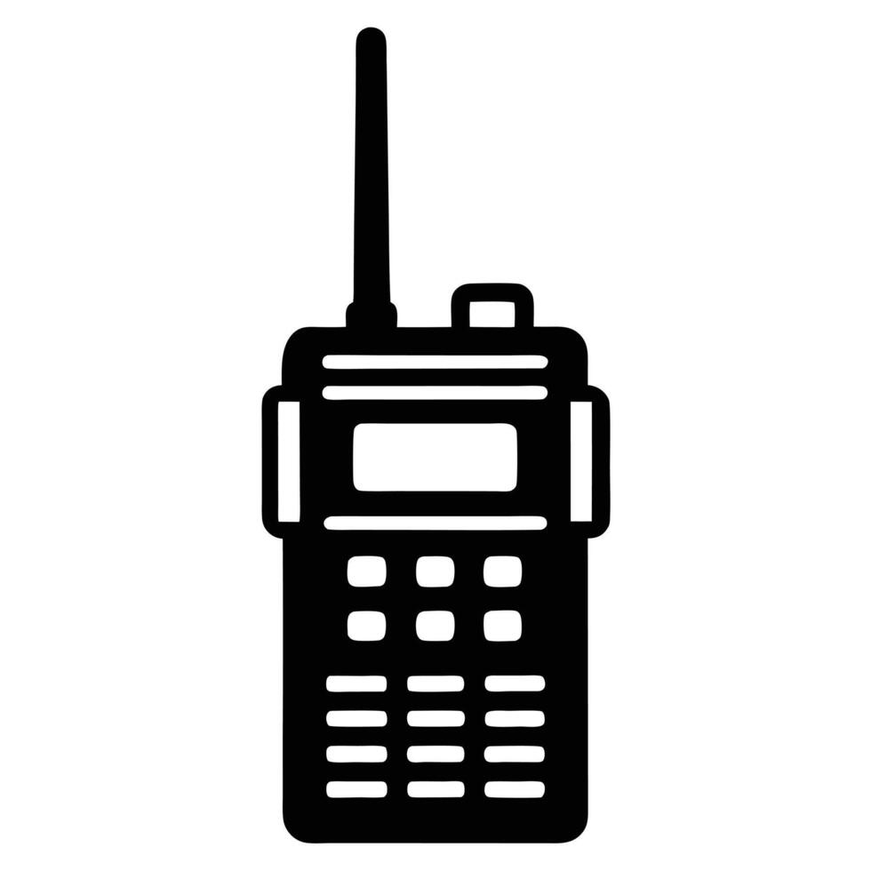 Black Silhouette Of A Portable Walkie Talkie Communication Device Illustration vector