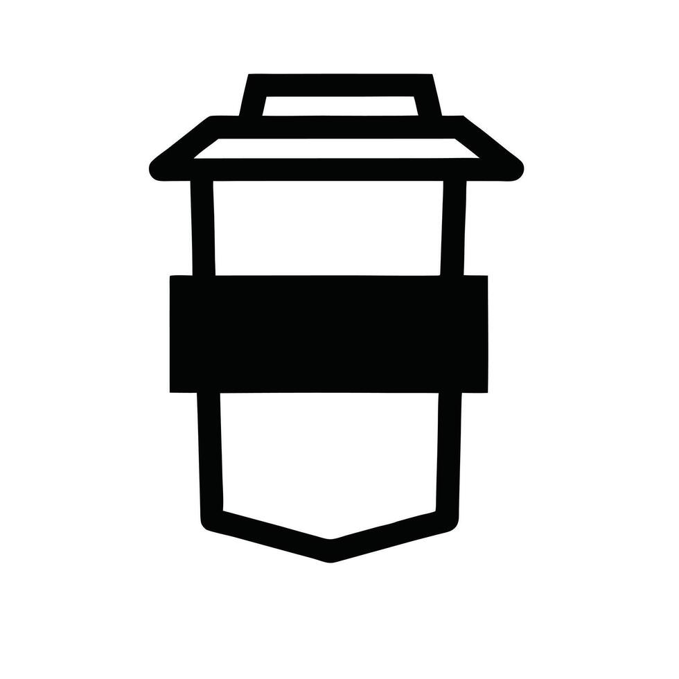 Black Coffee Cup With Lid And Band Icon Silhouette Isolated vector