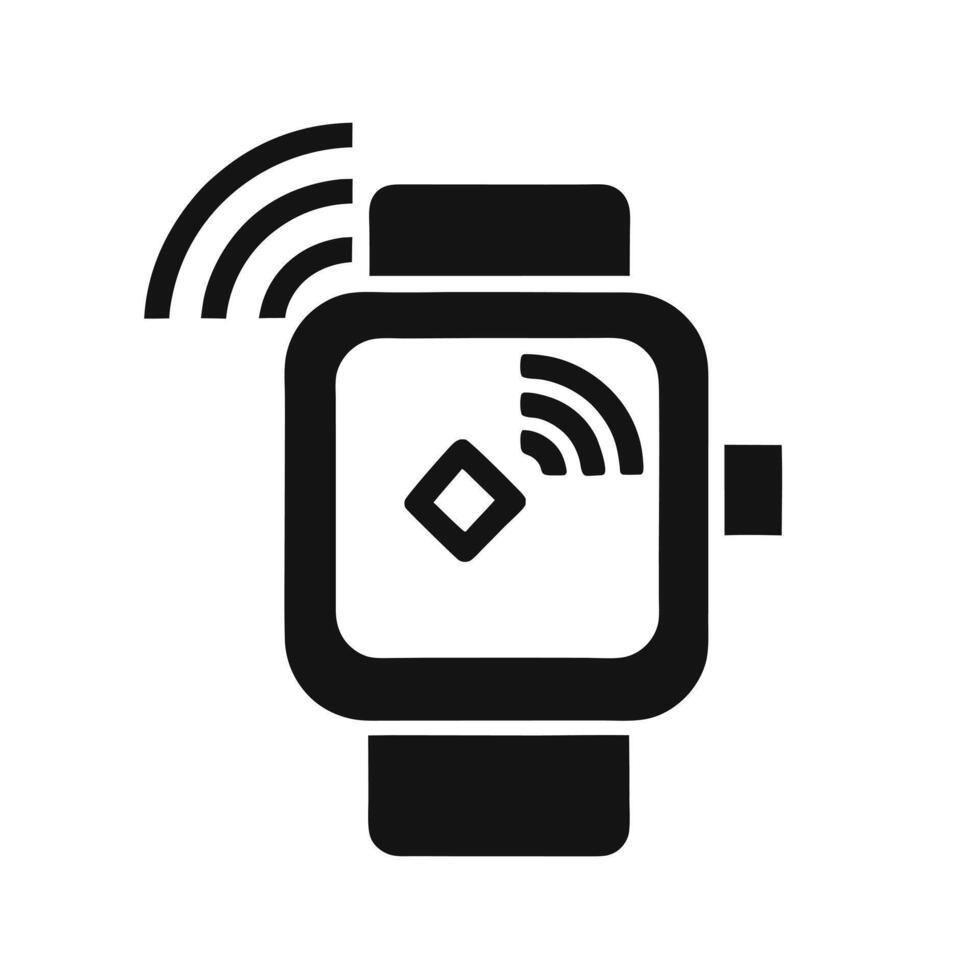 Smartwatch Icon Wireless Connectivity Wearable Technology Device Silhouette Isolated vector