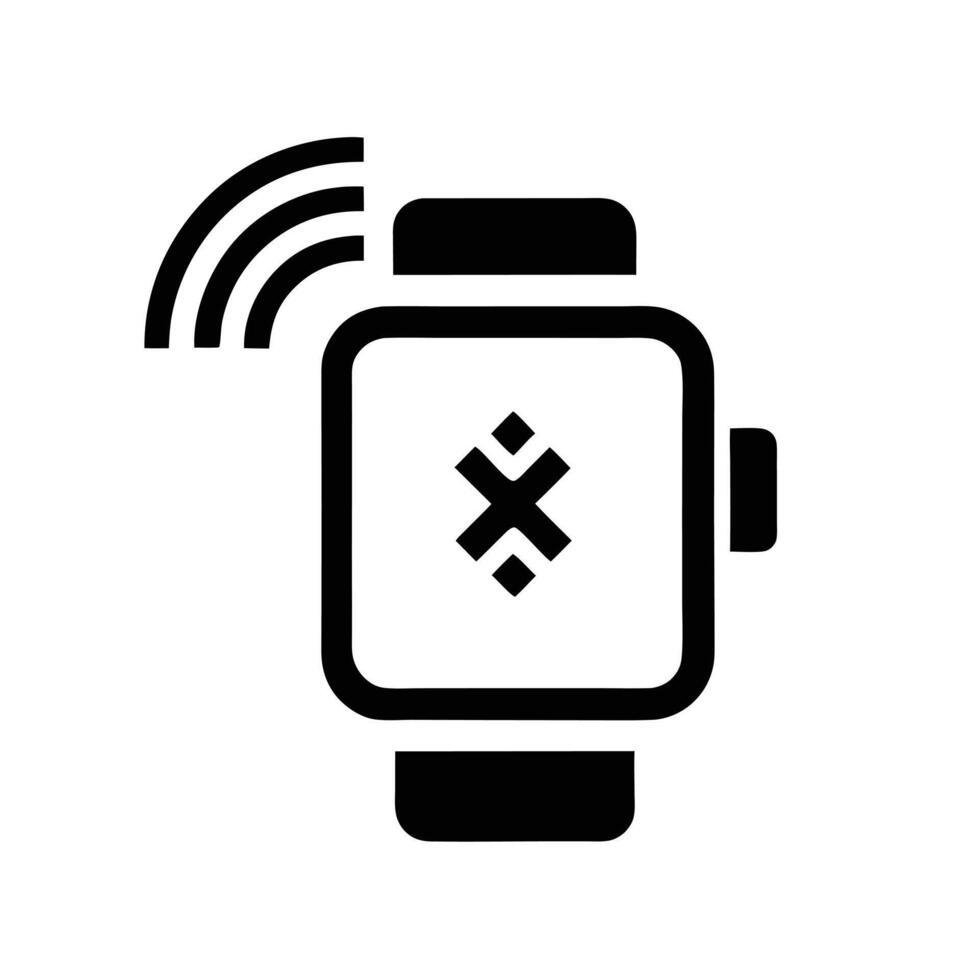Smartwatch With Bluetooth Connection Icon Black Illustration Symbol vector