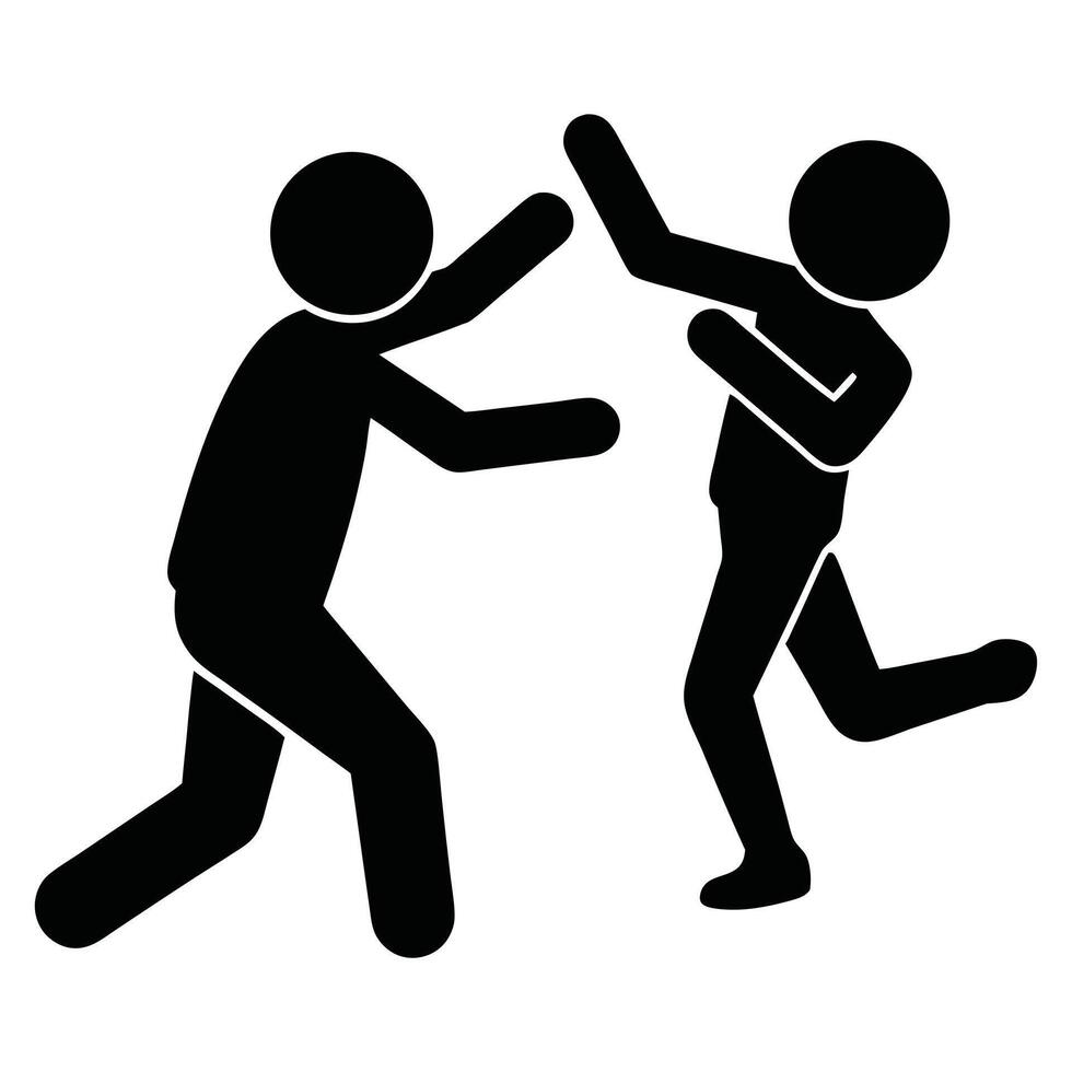 Fight Illustration Of Aggression With Stick Figures Having Conflict Expression vector