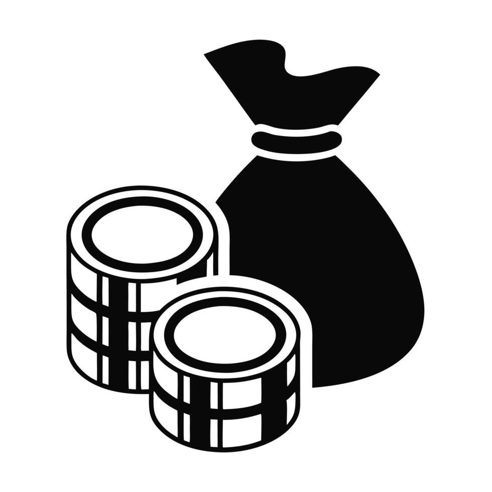Money Bag With Stacked Coins Icon Design Representing Financial Wealth vector