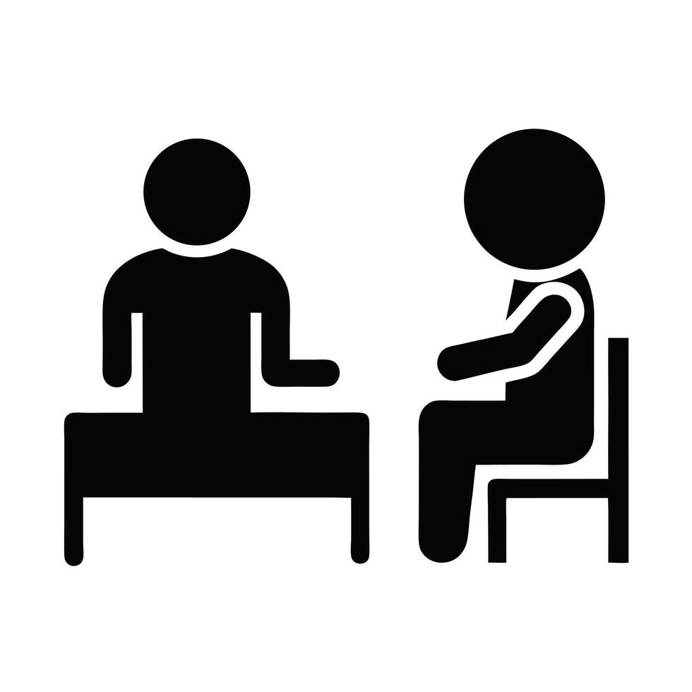 Therapy Session Pictogram Showing Two People Talking Across A Table vector