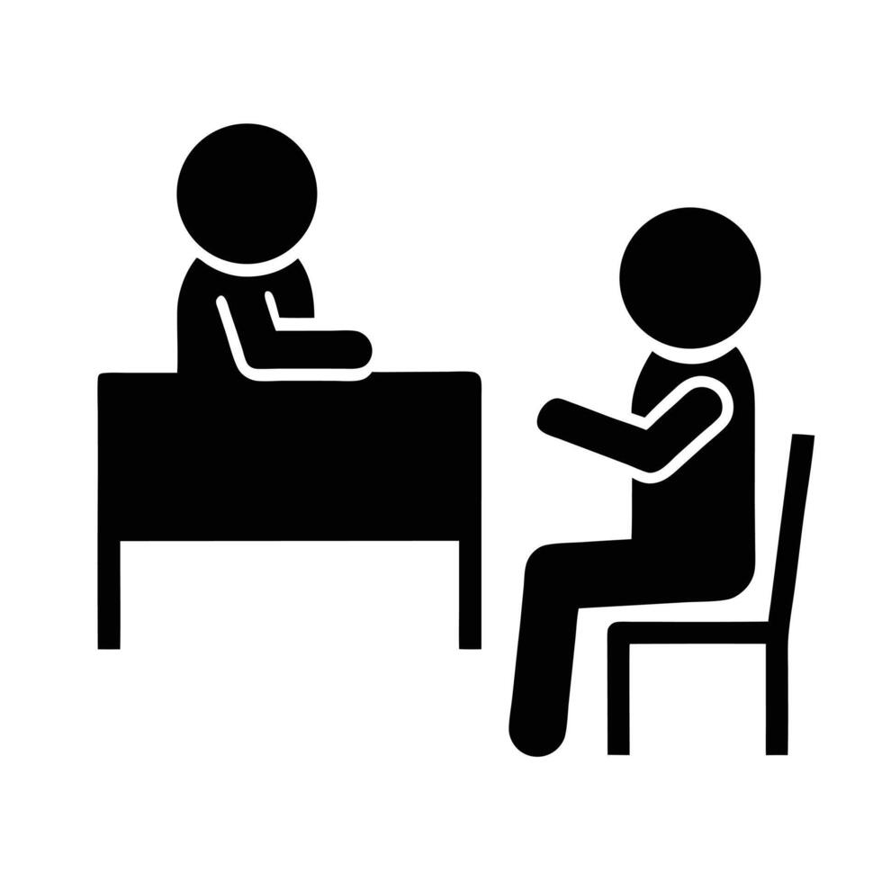 Job Interview Icon Pictogram Business Meeting Illustration Black And White vector