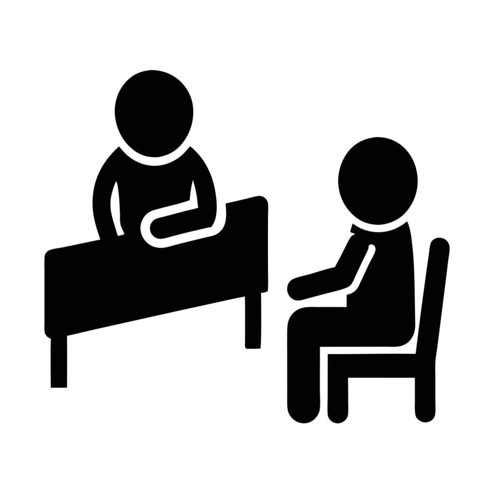 Business Meeting Icon Pictogram Illustration Of People At Table And Chair vector