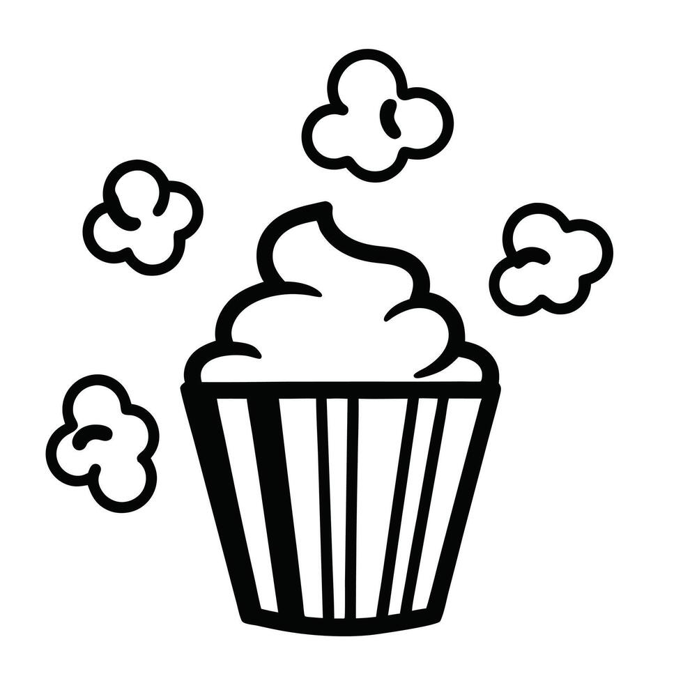 Outlined Cupcake Graphic With Filling Illustration For Decoration Or Icon vector